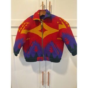 Young Gallery Wool Blend Southwestern Zip Up Jacket Kids Size S Aztec jacket VTG